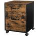 File Cabinet with 2 Drawers Rolling Office Filing Cabinet with Wheels for A4 Letter Sized Documents Hanging File Folders Industrial Rustic Brown and Black OFC042B01