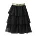 NIUREDLTD Toddler Baby Girls Fall Summer Tiered Skirt Solid Color Midi Dress High Waist Pleated Skater Skirts Black 140