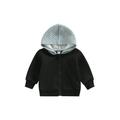 Qtinghua Toddler Baby Boy Girl Quilted Jacket Hooded Coat Long Sleeve Zipper Jacket Tops Warm Outwear Black 2-3 Years