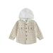 Emmababy Hooded Plaid Shirt Sweatshirt with Long Sleeves for Toddlers