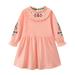 hoksml Toddler Girls Dresses Cotton Long Sleeves Ruffle Hem Lapel Embroidery T-shirt Dress Clothes on Clearance