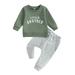 wybzd Baby Pants Set Crew Neck Letters Print Sweatshirt with Elastic Waist Sweatpants 2-piece Outfit for Girls Boys 12-18 Months