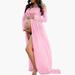 Shldybc Maternity Maxi Pregnancy Dress Solid Color Pregnant Women s Dress Long Sleeve Off Shoulder Long Dress on Clearance