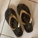 Michael Kors Shoes | Michael Kors Flip Flops | Color: Brown/Gold | Size: 6.5