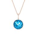 Round Cut Blue Topaz Pendant Necklace 23ct in 9ct Rose Gold