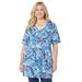 Plus Size Women's Easy Fit Duet Tee by Catherines in Navy Stamped Paisley (Size 0X)