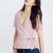 Madewell Tops | Madewell Ruffle-Hem Wrap Top In Stripe Mix Red White Small | Color: Red/White | Size: S