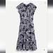 J. Crew Dresses | J. Crew Navy And White Pineapple Print Midi Cotton Crinkle Dress Size 8 | Color: Blue/White | Size: 8