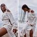 Free People Dresses | Free People Beach Ibiza Midi Long Sleeve Ivory Asymmetrical Off Shoulder Dressxs | Color: Cream | Size: Xs