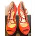 Gucci Shoes | Gucci Shoes Lisbeth High Heel Mary Jane Suede Leather Peep Toe Pumps Sz 36/6 | Color: Red | Size: 6
