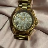 Michael Kors Accessories | Michael Kors Gold Watch | Bradshaw Strap | Crystal Face Watch | Color: Gold | Size: Os