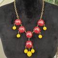 J. Crew Jewelry | J. Crew Women Red Yellow Bubble Bead Gold Statement Nackles W/ Lobster Clasp | Color: Red/Yellow | Size: Os