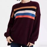 American Eagle Outfitters Sweaters | American Eagle | Maroon Knit Rainbow Stripe Crewneck Sweater Size Medium | Color: Purple/Red | Size: M