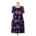KORSIS Casual Dress - Mini Scoop Neck Short sleeves: Blue Print Dresses - Women's Size 2X