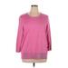Lands' End Pullover Sweater: Pink Color Block Tops - Women's Size 1X