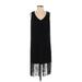 Boston Proper Casual Dress - Shift V-Neck Sleeveless: Black Print Dresses - Women's Size 2