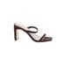 The Drop Sandals: Slide Chunky Heel Cocktail Party Burgundy Solid Shoes - Women's Size 7 - Open Toe