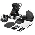 LIONELO Mika 3in1 Set Kinderwagen, Babywanne, Babyschale. Im Set Moskitonetz, Fußabdeckung, Regenschutz. Wartungsfreie Gummiräder. Leichte Konstruktion (GREY GRAPHITE)