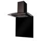 SIA CGH70BL 70cm Curved Glass Black Chimney Cooker Hood & 70cm Glass Splashback