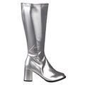 Boland 46281 - Stiefel Retro, Silber, langer Schaft, Synthetik, Blockabsatz 8 cm, Reisverschluss, Spacy, Schlager, cooler Look, Karneval, Halloween, Fasching, Mottoparty, Theater, Accessoire