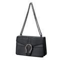 DEEPMEOW Leder Umhängetasche Kette Geldbörse für Frauen - Mode Crossbody Taschen Vintage Schlangendruck Unterarmtasche Satchel Handtasche, Zx-black, Medium