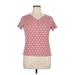 Croft & Barrow Short Sleeve T-Shirt: Red Polka Dots Tops - Women's Size X-Large