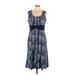 Perceptions Casual Dress - A-Line Scoop Neck Sleeveless: Blue Dresses - Women's Size Large