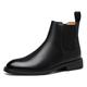HIJAN Men Chelsea Boots Round Toe Elastic Band Ankle Boots Genuine Leather Slip On Anti-slip Waterproof Non Slip Fashion Casual Pull On (Color : Brown Lined, Size : 10 UK)