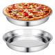 Nuogo 2 Pcs 16 Inch Large Deep Pizza Pans Stainless Steel Pizza Tray Round Oven Tray Rust Proof Reusable Bakeware Cooking Pan Dishwasher Safe for Baking, Serving, and Displaying Cookie Pie