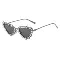 HCHES Crystal Women Cat Eye Sunglasses Men Metal Frame Sun Glasses Gradient Mirror Shades UV400,3,one size