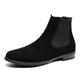 HIJAN Men's Chelsea Ankle Boots Solid Color Suede Vamp Elastic Band Slip On Waterproof Wearable Anti-slip Formal Slip On (Color : Black Lined, Size : 10 UK)