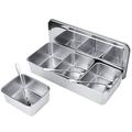 3 Grids Stainless Steel Seasoning Box Condiment Storage Containers Spice Jar Kitchen Container Set with Spoons Kitchen Utensils