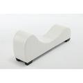ROOM FULL Modern Faux Leather Curved Sofa Chaise Lounge Faux Leather/Wood in White | 26.3 H x 12.9 W x 62.9 D in | Wayfair ZFZ-W1628120178