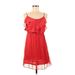 American Eagle Outfitters Casual Dress - Mini Scoop Neck Sleeveless: Red Solid Dresses - Women's Size Medium