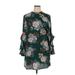 Bebop Casual Dress - Shift High Neck 3/4 sleeves: Green Print Dresses - Women's Size X-Large