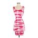 Bebe Casual Dress - Mini Scoop Neck Sleeveless: Pink Tie-dye Dresses - Women's Size Small