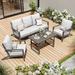 Latitude Run® Llanas 5 - Person Outdoor Seating Group w/ Cushions Metal/Rust - Resistant Metal in Gray | 67.9 W x 23.6 D in | Wayfair