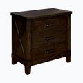 Wenty Rustic Style Dark Walnut Finish 1Pc Nightstand Bedroom Furniture 3-Drawers Bedside Table Black Bar Pulls_28" H x 28" W x 16.75" D Wood | Wayfair