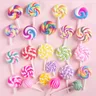 10Pcs Lollipop Prop Clay Candy abbellimento Rainbow Swirl Lollipop Lolly casuale Candy Shaped Cake