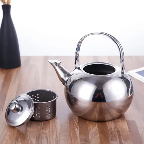 Tragbarer Tee kessel mit Sieb Gasherd gekochter Wasserkocher Edelstahl Teekanne Pfeif kessel große