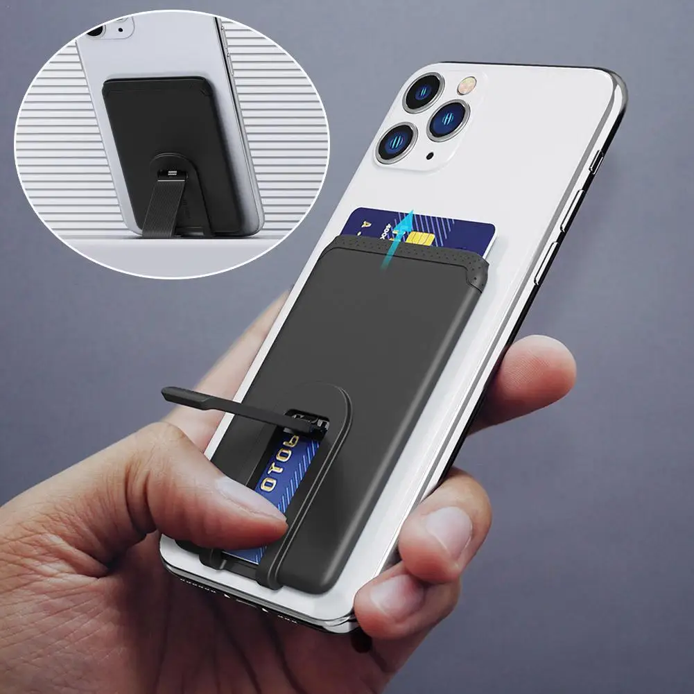 Universal Silikon Telefon Karte Halter Brieftasche Fall Für IPhone Samsung Telefon Zurück Paste Aufkleber Bus/ID Bank Karte Paster halter Image
