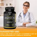 Vitamin K2 (MK7 Form) Dietary Supplement with Organic Coconut Oil for Better Absorption