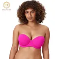 DELIMIRA-Soutien-gorge sans bretelles à armatures pour femme couverture complète grande taille D