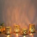 1PC Vintage Nordic Iron Candle Holders Gold Geometric Hollowed Fragrance Candle Cup Candlestick