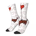 Funny Happy Men's Socks Red Smooth Haired Vintage Harajuku Dachshund Pet Dog Hip Hop Casual Crew