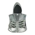 Seton Hooded Denim Hollow Out Modules Dark Punk Style GlaY2K Niche Design High Street Fashion