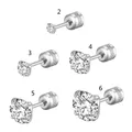 Boucles d'oreilles rondes à broches fines en acier inoxydable galvanoplastie diamant quatre
