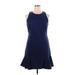 Banana Republic Casual Dress - Mini High Neck Sleeveless: Blue Print Dresses - Women's Size 16