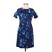 Lands' End Casual Dress - Shift: Blue Graphic Dresses - Women's Size 6