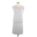 Lou & Grey Casual Dress - DropWaist Scoop Neck Short sleeves: Gray Marled Dresses - Women's Size Large